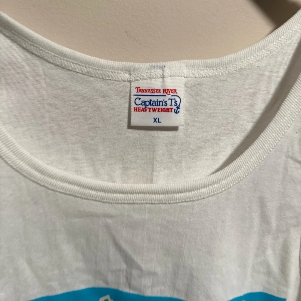 Vintage Captain’s T Heavyweight White Tank Sunkist Tennesse River 1980’s Size XL